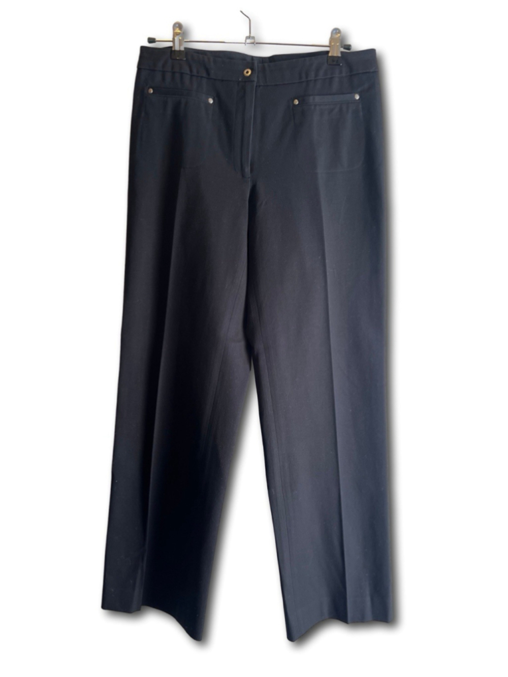 Elliott Lauren Black Cuffed Cropped Trouser Pants Stretch Blend Size 6 USA